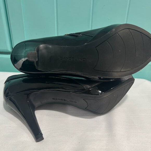 BANDOLINO Womens black leather booties, heels with zip size 7M - Picture 5 of 6